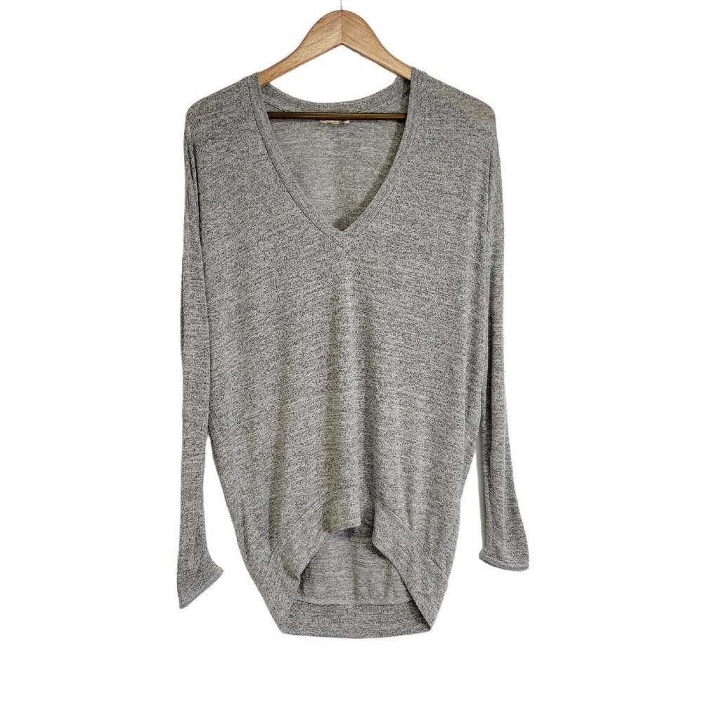 Wilfred Free Heathered Gray Oversized V Neck Long Sleeve Sweater Size XS